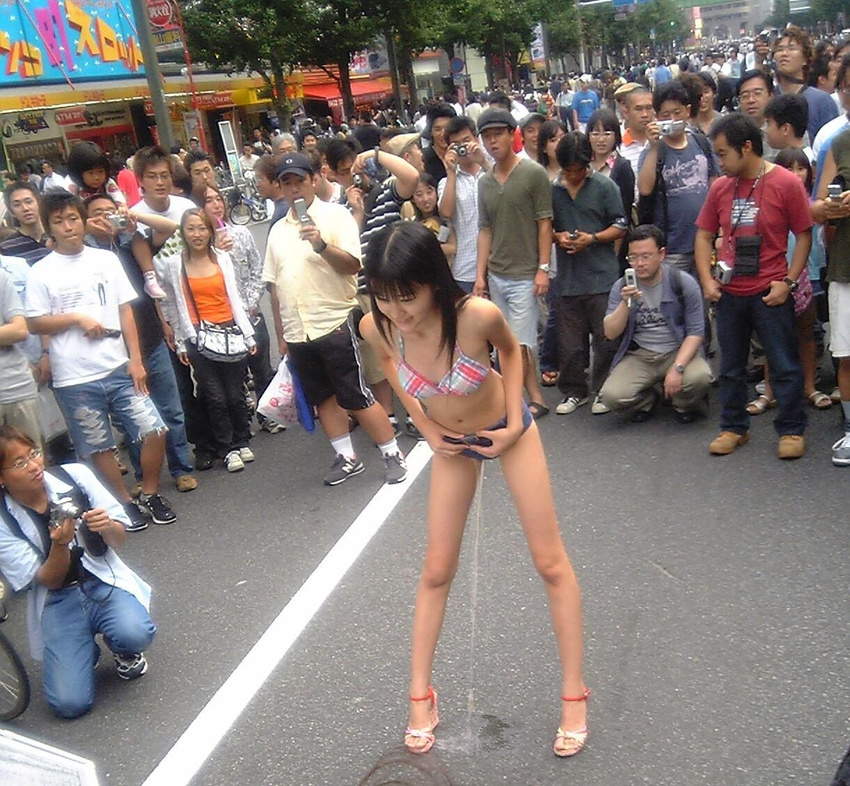 asian exhibitionism peeing photo photoshop public shihono_ryo shihono_ryou swimsuit