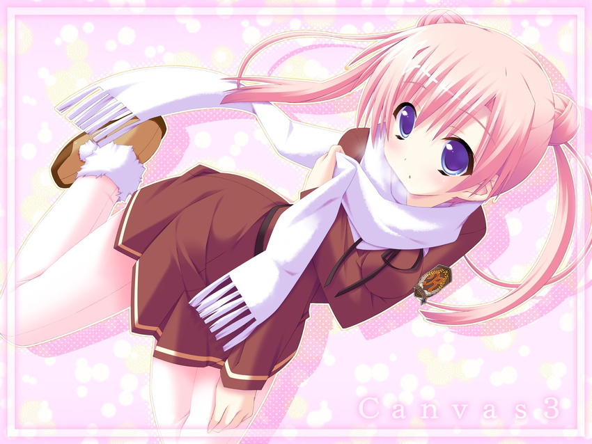 asato_rina blush canvas_3 kannagi_rei pink_hair scarf seifuku