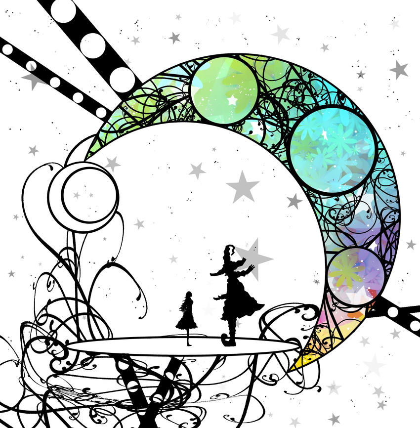 1girl bad_id bad_pixiv_id harada_miyuki hat highres moon original shadow silhouette witch witch_hat