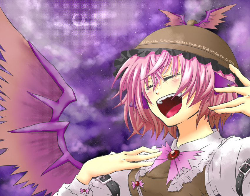 animal_ears closed_eyes deadly0928 hat music mystia_lorelei open_mouth pink_hair short_hair singing solo touhou wings