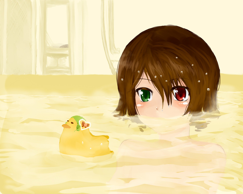 bath brown_hair heterochromia rozen_maiden rubber_duck shiro-inu short_hair souseiseki water yellow