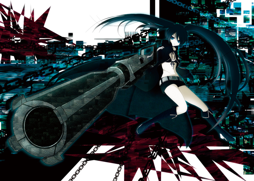 black_rock_shooter chain gun kuroi_mato weapon