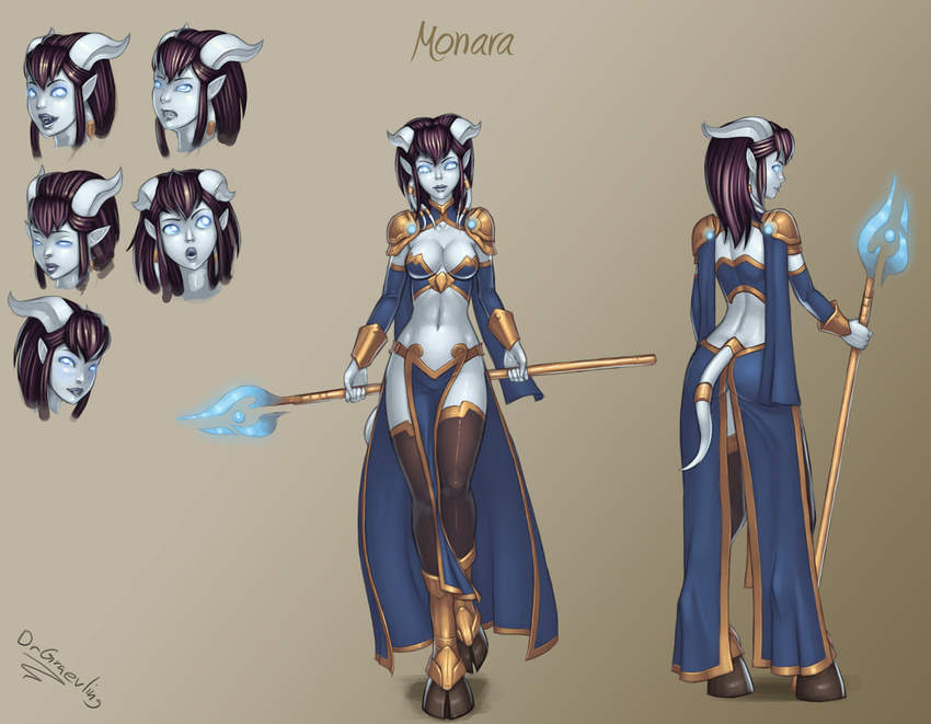 breasts clothing dr_graevling draenei drgraevling fangs female glowing_eyes graevling hair hooves horn horns jewelry monara pointy_ears polearm staff tail tentacles video_games warcraft weapon world_of_warcraft