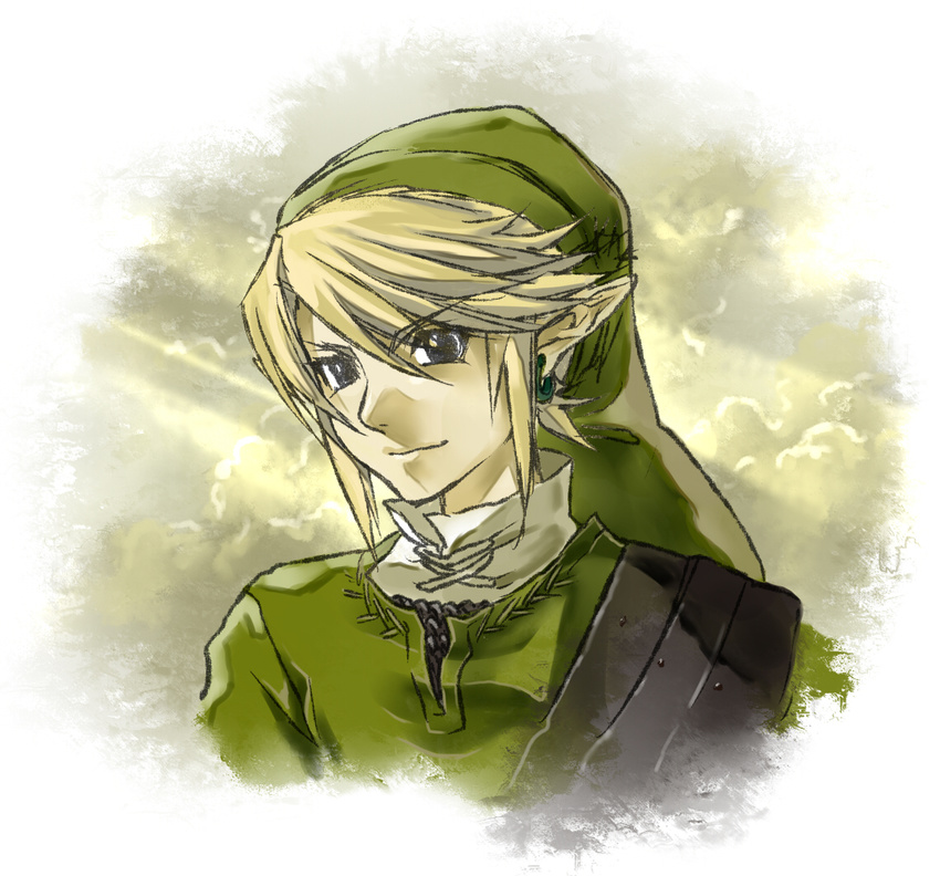 bad_id bad_pixiv_id blonde_hair earrings hasaki_masashi hat jewelry link male_focus pointy_ears smile solo the_legend_of_zelda the_legend_of_zelda:_twilight_princess