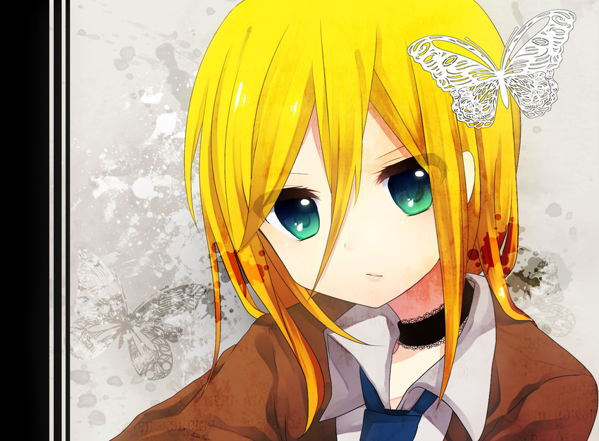 bad_id bad_pixiv_id blonde_hair blue_eyes lily_(vocaloid) long_hair manio necktie solo vocaloid