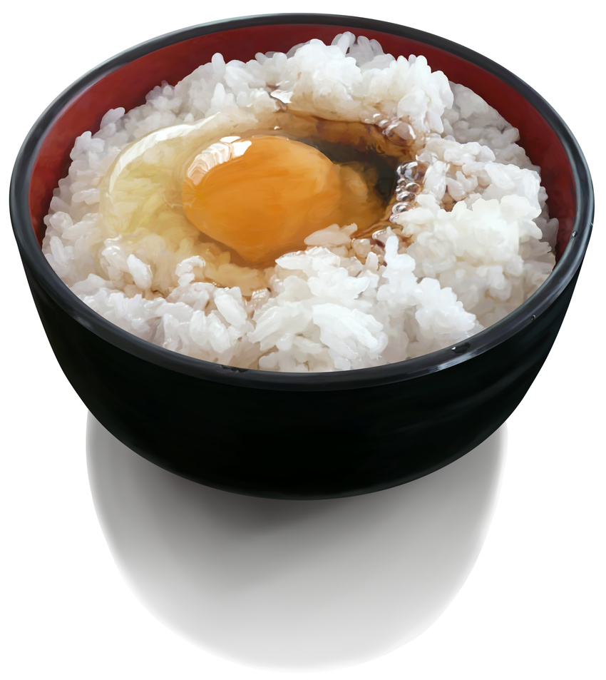 close-up egg food highres nanatsuya no_humans original photorealistic rice still_life tamagokake_gohan