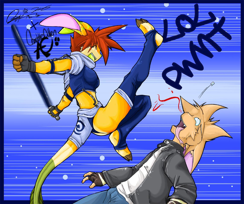 0r0 0r0ch1 ac aycee chimera collaboration couple female kick lagomorph lol male nosebleed pwnt rabbit tail