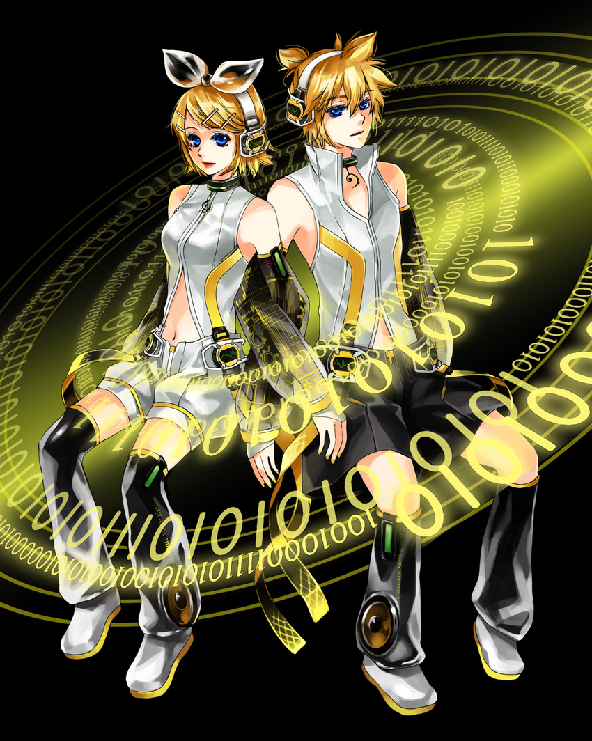 1girl bad_id bad_pixiv_id binary brother_and_sister highres jeya kagamine_len kagamine_rin siblings twins vocaloid vocaloid_append