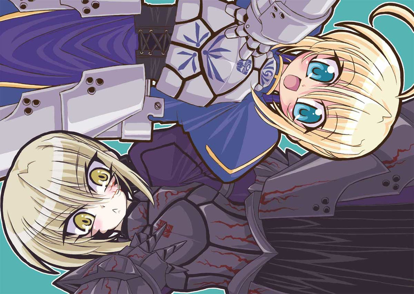 artoria_pendragon_(all) dual_persona fate/stay_night fate_(series) great_magami multiple_girls saber saber_alter transformers