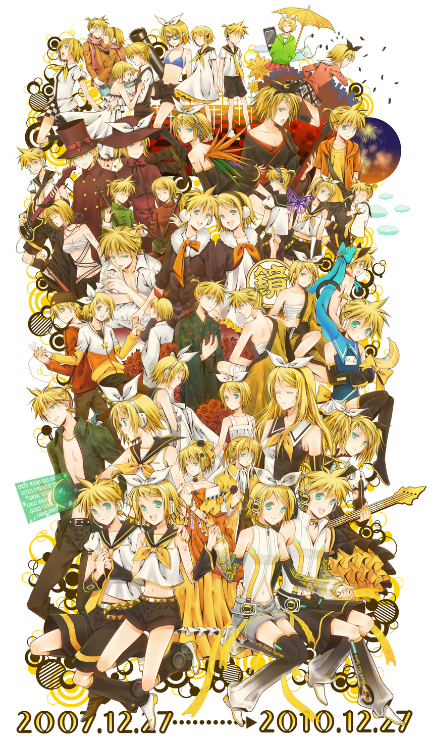 1girl 2007 2010 absurdres aku_no_meshitsukai_(vocaloid) aku_no_musume_(vocaloid) asymmetry_(module) blonde_hair brother_and_sister cendrillon_(vocaloid) directional_arrow fire_flower_(vocaloid) gekokujou_(vocaloid) gemini_(vocaloid) gokurakuchou_(vocaloid) green_eyes haito_ateliesta_nite_(vocaloid) headphones highres iroha_uta_(vocaloid) juvenile_(vocaloid) kagamine_len kagamine_len_(append) kagamine_len_no_bousou_(vocaloid) kagamine_rin kagamine_rin_(append) kokoro_(vocaloid) magical_nuko-lenlen_(vocaloid) md5_mismatch melancholic_(vocaloid) migikata_no_chou_(vocaloid) multiple_views noroi_no_megane_(vocaloid) paradichlorobenzene_(vocaloid) project_diva_(series) project_diva_2nd roshin_yuukai_(vocaloid) shuumatsu_ga_yattekuru!_(vocaloid) siblings sigre_(vocaloid) songover spice!_(vocaloid) tiger_rampage_(vocaloid) twins vocaloid vocaloid_append yuuno_(yukioka)