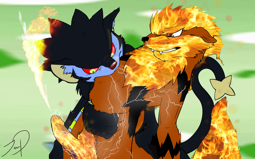 arcanine bite biting canine claws fire gay jjiinx lightning luxray male pok&eacute;mon scratch