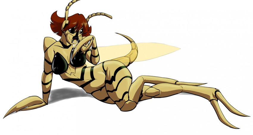 arthropod avengers breasts claws earth's_mightiest_heroes female insect janet_van_dyne marvel plain_background queblock solo wasp wasp_waist white_background wings