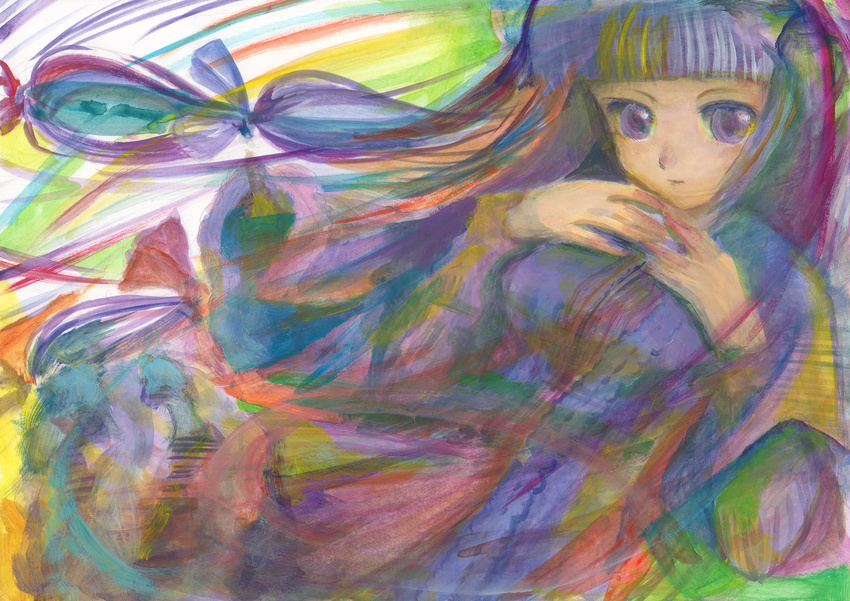 acrylic_paint_(medium) bad_id bad_pixiv_id colorful hands highres long_hair patchouli_knowledge solo suzaku_mikado touhou traditional_media