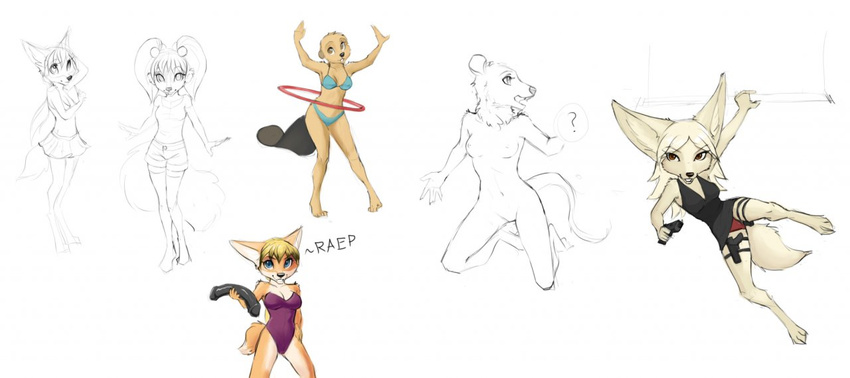 arms black canine coonkun cub dildo dress female fox hair handgun hanging holster hula_hoop kneeling legs mouse no_hair nude one_piece raep raised rat rodent sex_toy smile spreading two_piece weapon