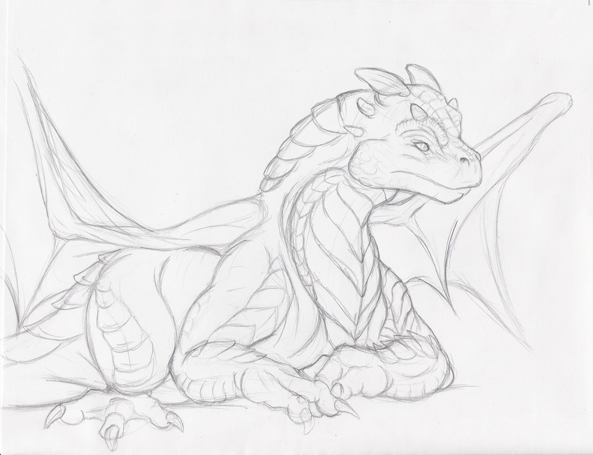black_and_white dragon dragonheart dragonheart_2 drake_(character) feral hi_res male monochrome narse scalie sketch solo wings