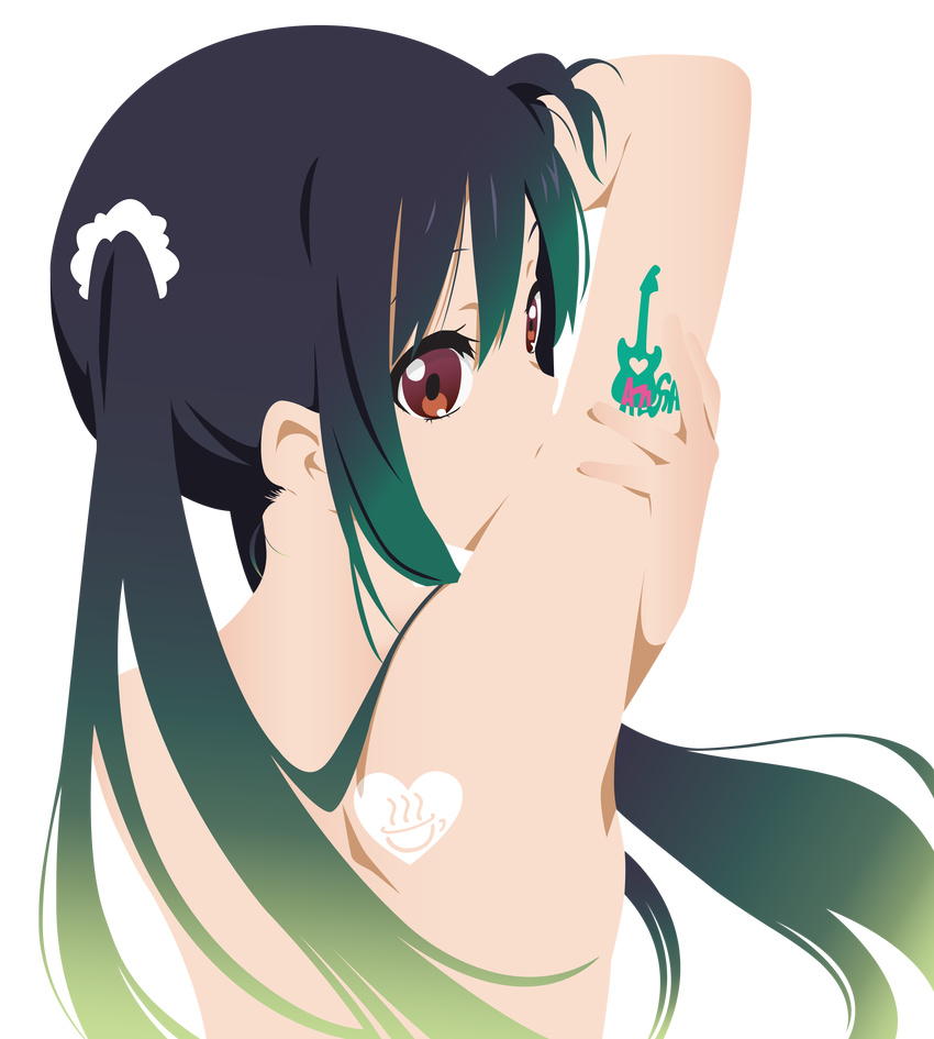 absurdres back from_behind highres k-on! nakano_azusa over_shoulder solo transparent_background vector_trace