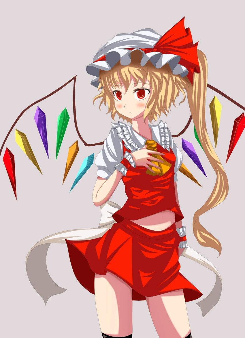 flandre_scarlet furagu highres jpeg_artifacts solo thighhighs touhou wings