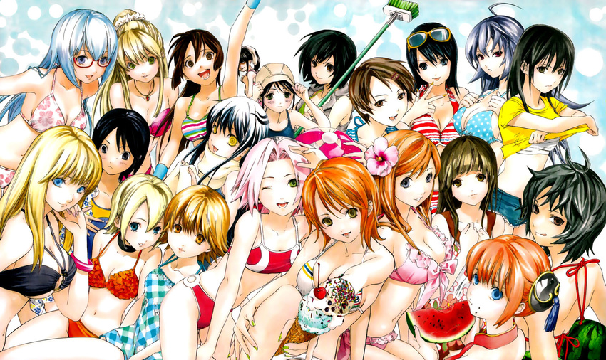 aida_riko akimoto_katherine_reiko amamiya_sakurako azuki_miho bakuman beauty_tamura beelzebub_(manga) bikini bleach cleavage crossover gintama glasses haruno_sakura hokenshitsu_no_shinigami inoue_orihime kaburagi_maya kagura katekyou_hitman_reborn kawashita_mizuki kochikame kunieda_aoi kuroko_no_basket nami naruto nurarihyon_no_mago oikawa_tsurara one_piece onizuka_hime psyren pyuu_to_fuku!_jaguar rin_(toriko) sasagawa_kyoko shirt_lift sket_dance swimsuit toriko_(copyright) underboob undressing wink yuki-onna