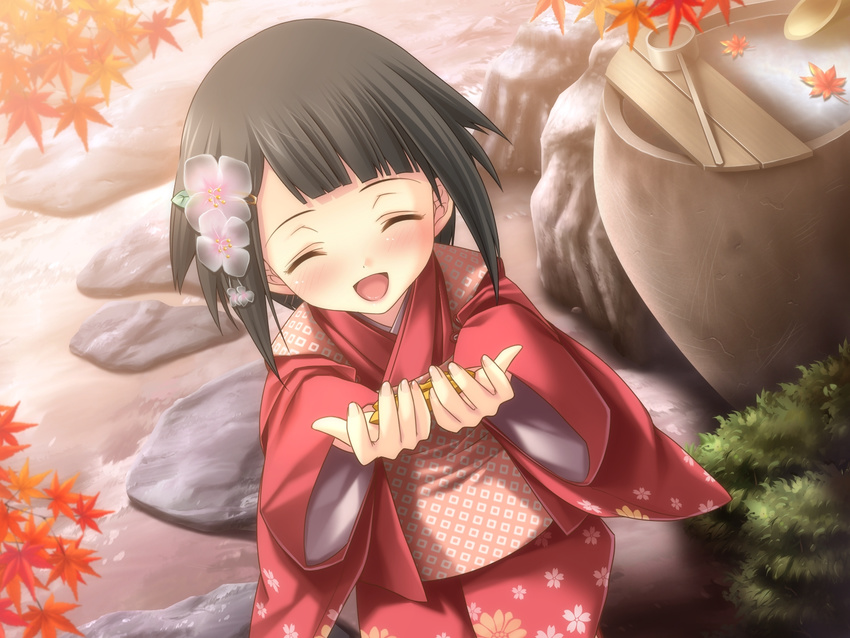 black_hair blush game_cg japanese_clothes kimono kitto_todoku_sumiwataru_asairo_yori_mo short_hair waka yasuyuki