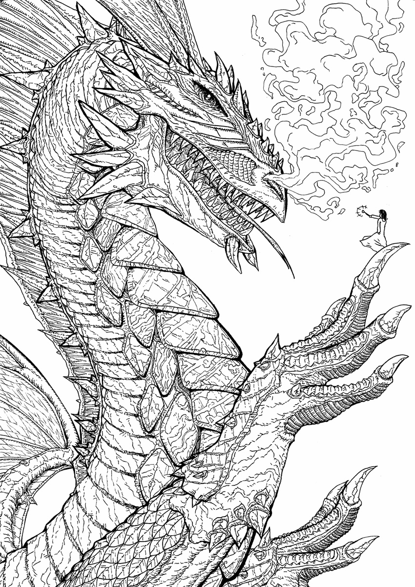 black_and_white dragon female feral macro magic monochrome scalie uhoh unknown_artist
