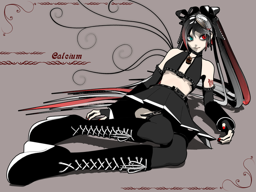 3d black_hair calne_ca deino eyeshadow heterochromia isopod karune_calcium maeda_koutarou makeup midriff twintails