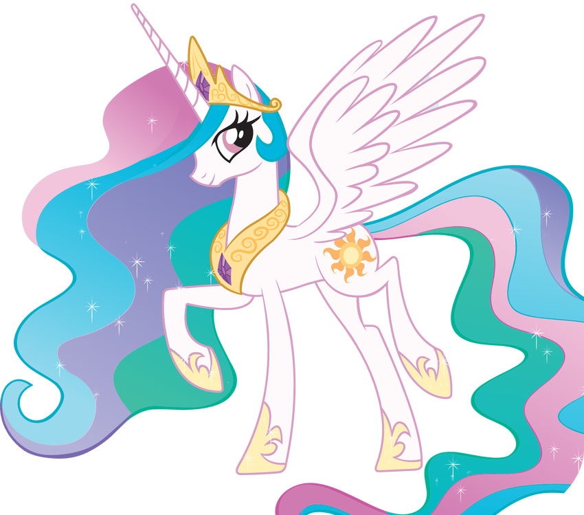 cutie_mark equine female feral friendship_is_magic hi_res horn mammal my_little_pony pegacorn plain_background princess princess_celestia_(mlp) royalty solo transparent_background unknown_artist winged_unicorn wings