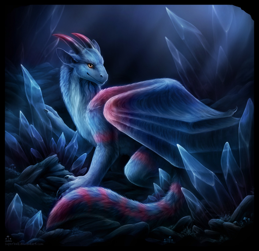 blue_fur cave claws crystal crystals desktop dragon feral fur furred_dragon horn horns invalid_tag looking_at_viewer male quadruped rocks silvaentys solo stone suberboll superboll wallpaper wings yellow_eyes