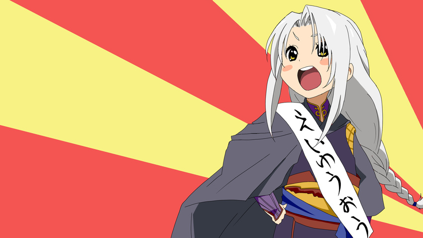 k-on! legend_of_the_legendary_heroes parody sion_astal white_hair yellow_eyes