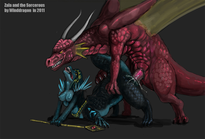 cum dragon dragonkin eyes fangs female feral from_behind genital_slit grey_background grin interspecies male markings mounting nipples penetration penis plain_background rape red_dragon scales scalie sex size_difference slit straight taur tongue video_games warcraft winddragon wings world_of_warcraft yellow yellow_eyes yellow_markings zala