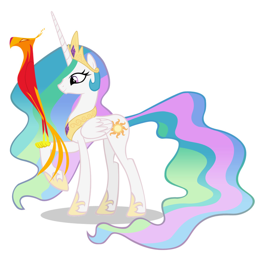 equine female feral friendship_is_magic horn mammal my_little_pony pegacorn philomena_(mlp) phoenix plain_background princess princess_celestia_(mlp) royalty transparent_background unknown_artist winged_unicorn wings