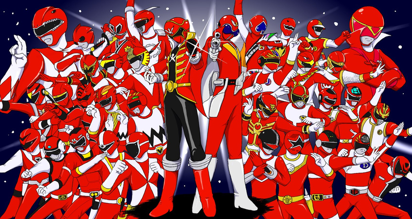 abare_red am-atlas battle_japan bouken_red change_dragon choujin_sentai_jetman denzi_red dyna_red everyone five_red gao_red geki_red gekisou_sentai_carranger ginga_red go-on_red go_red goggle_red gokai_red gosei_red helios_(divisar) jakq kaizoku_sentai_gokaiger magired mega_red multiple_boys ninja_red oh_red red_falcon red_flash red_mask red_one red_racer red_turbo ryuu_ranger_(dairanger) shinken_red super_sentai time_red tyranno_ranger vuleagle