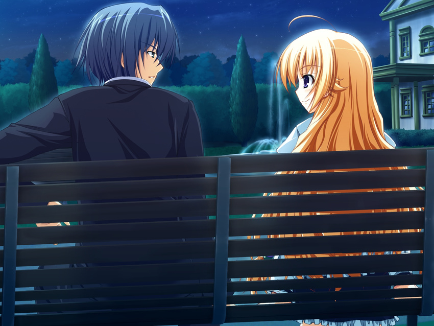 akatsuki_no_goei blonde_hair game_cg kurayashiki_tae night tomose_shunsaku