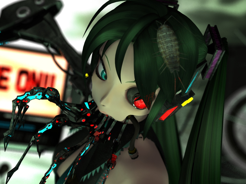 3d calne_ca cyborg deino green_hair heterochromia isopod karune_calcium maeda_koutarou twintails