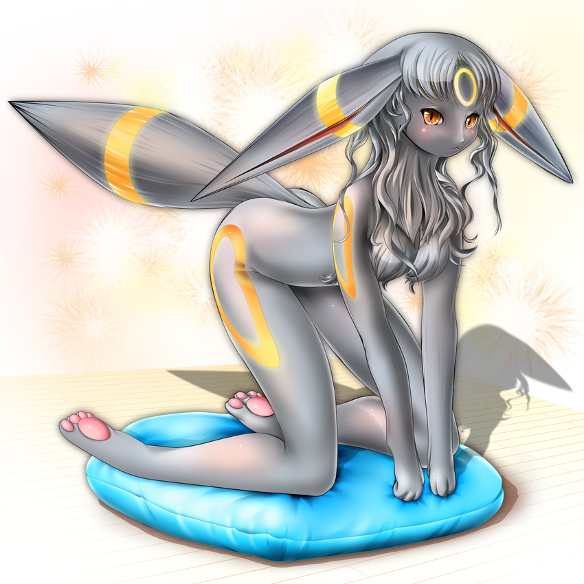 animal_ears feet furry highres miharin orange_eyes paws personification pokemon pokemon_furry tail umbreon