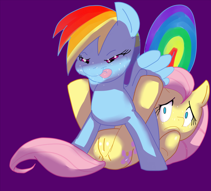 af-js blue_fur couple cunnilingus equine female feral fluttershy fluttershy_(mlp) friendship_is_magic fur glitter lesbian mammal my_little_pony oral oral_sex pegasus purple_background pussy rainbow_dash rainbow_dash_(mlp) rape_face sex specter_(artist) vaginal wings yellow_fur