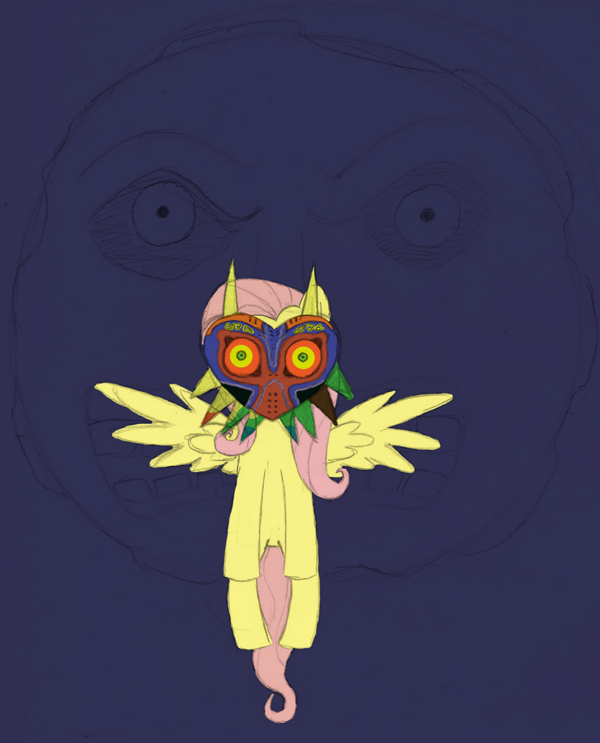 creepy female feral fluttershy_(mlp) friendship_is_magic fur hair horse majora's_mask majora's_mask mammal my_little_pony pegasus pink_hair pony solo the_legend_of_zelda unknown_artist video_games wings yellow yellow_fur