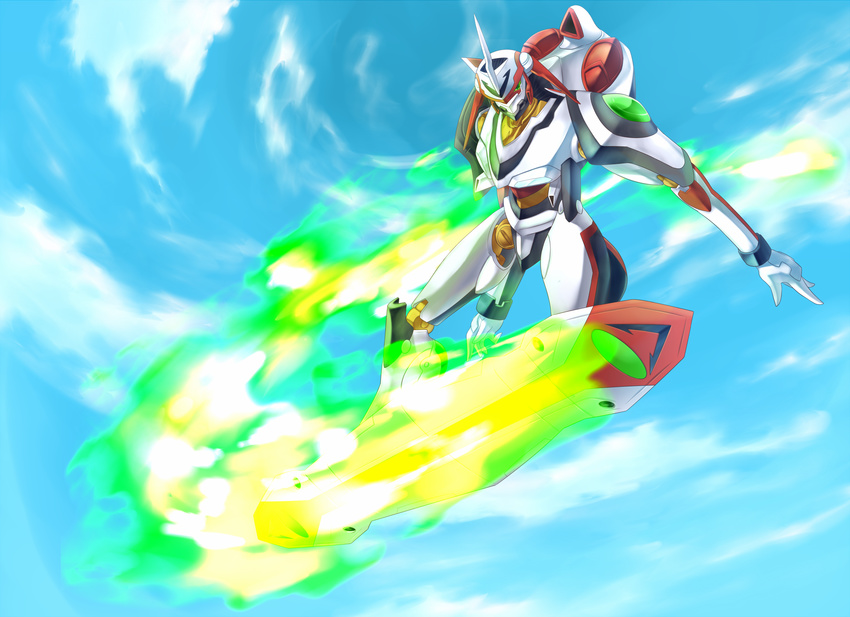 bad_pixiv_id cloud d.summer day eureka_seven eureka_seven_(series) highres mecha nirvash nirvash_typezero no_humans sky solo