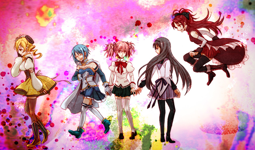 akemi_homura bad_id bad_pixiv_id bangs coma5 kaname_madoka ma magical_girl mahou_shoujo_madoka_magica miki_sayaka multiple_girls pantyhose sakura_kyouko tomoe_mami