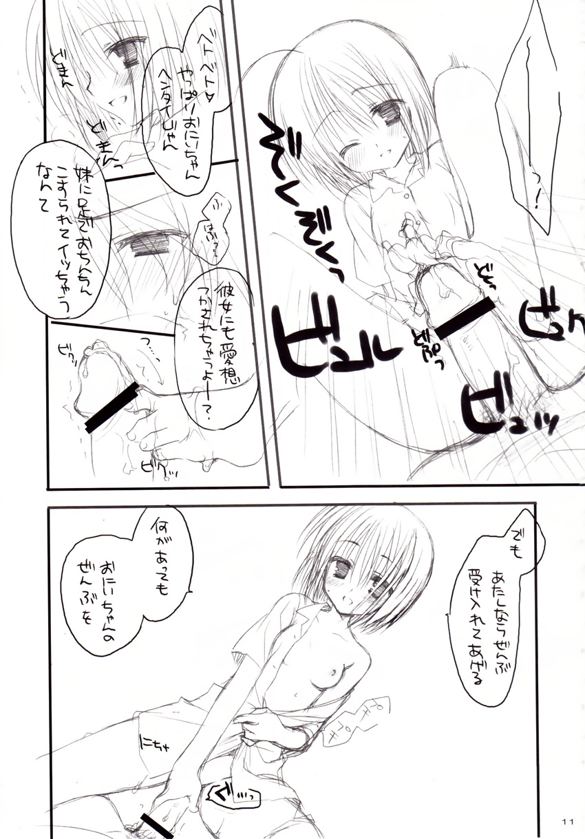 ashikoki censored chatsune feet kobuichi monochrome nipples open_shirt oppai pantsu penis