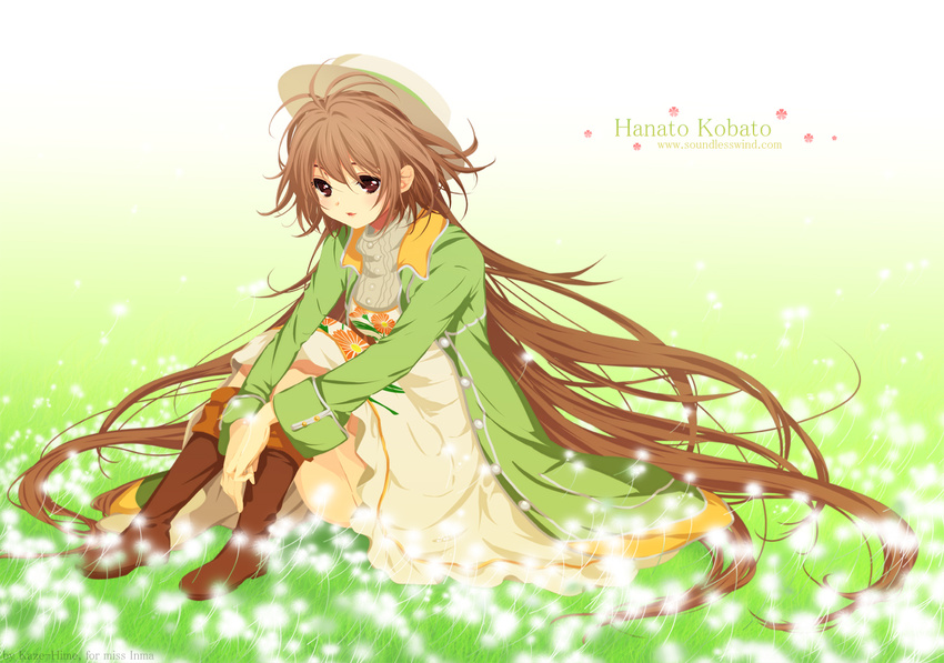 dress hanato_kobato hat kaze-hime kobato. long_hair sitting solo very_long_hair