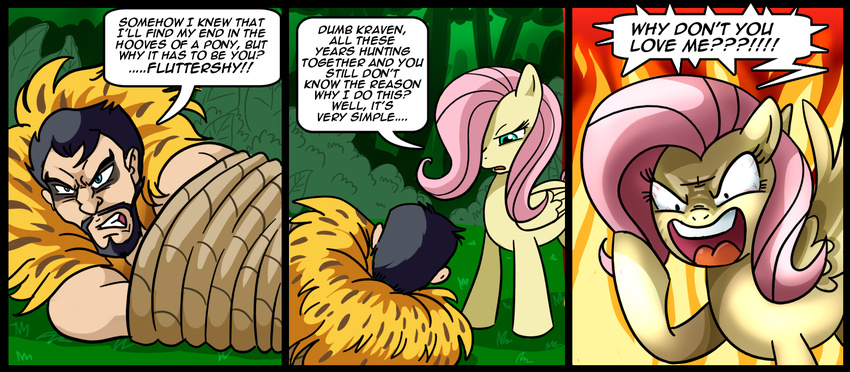 comic equine female feral fluttershy_(mlp) friendship_is_magic human humor humour kraven_the_hunter madmax male mammal marvel my_little_pony pegasus tied wings