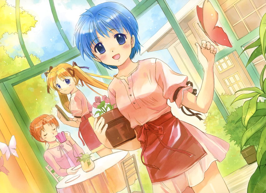 august nishina_kyouko shibugaki_matsuri tachibana_chihiro takeda_mika tsuki_wa_higashi_ni_hi_wa_nishi_ni waitress