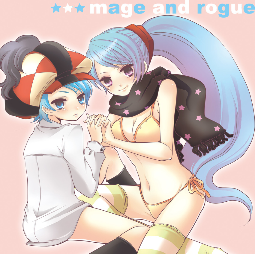 7th_dragon bikini hoshino mage_(7th_dragon) mizugi rogue_(7th_dragon) thighhighs