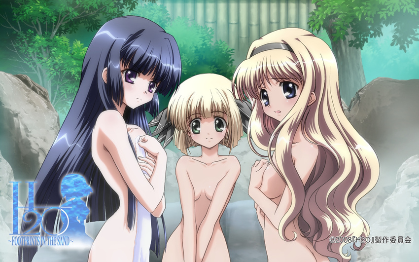 h2o_~footprints_in_the_sand~ kagura_hinata kohinata_hayami nude onsen otoha wallpaper