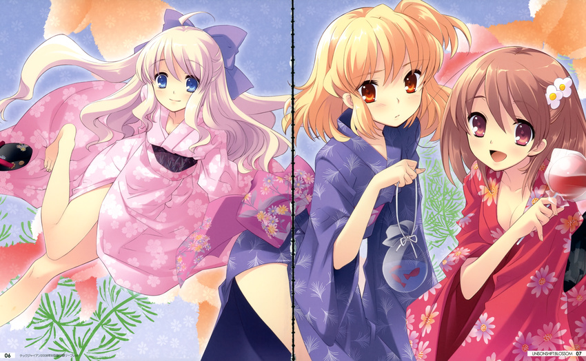 cleavage flyable_heart gap inaba_yui minase_sakurako noizi_ito sumeragi_amane yukata