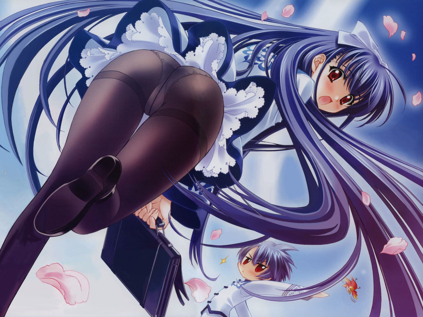 1girl ass carnelian crotch_seam highres kamiazuma_touka kawakabe_momoka panties panties_under_pantyhose pantyhose school_uniform thighband_pantyhose touka_gettan underwear wallpaper