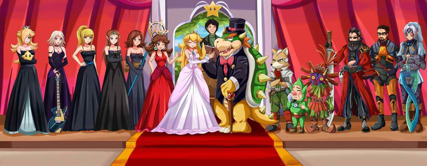 bowser crowbar crown dinosaur fangs fierce_deity_link final_fantasy fox_mccloud gordon_freeman guitar half-life hat hideo_kojima horn horns human king koopa link luna majora's_mask majora's_mask mammal mario_bros mask metroid mushroom nintendo polearm princess princess_daisy princess_peach princess_rosalina princess_zelda royalty samus_aran samus_aryan scalie shell shigeru_miyamoto sigurd_von_hosenfeld skull_kid spikes square_enix staff star_fox star_sprite stars suit sword the_legend_of_zelda tingle top_hat valve video_games weapon wedding