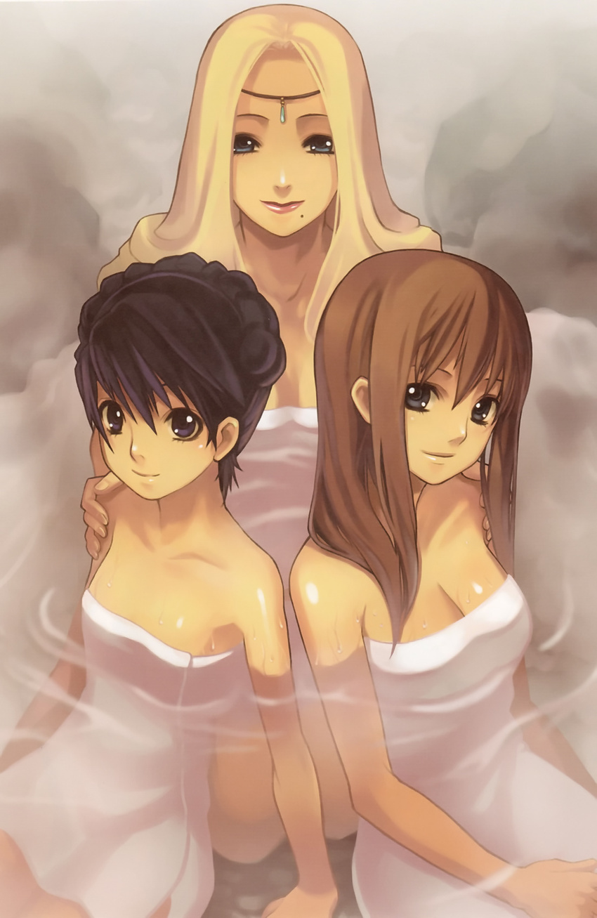 ar_tonelico aurica_nestmile claire_branch misha_arsellec_lune nagi_(artist) onsen towel