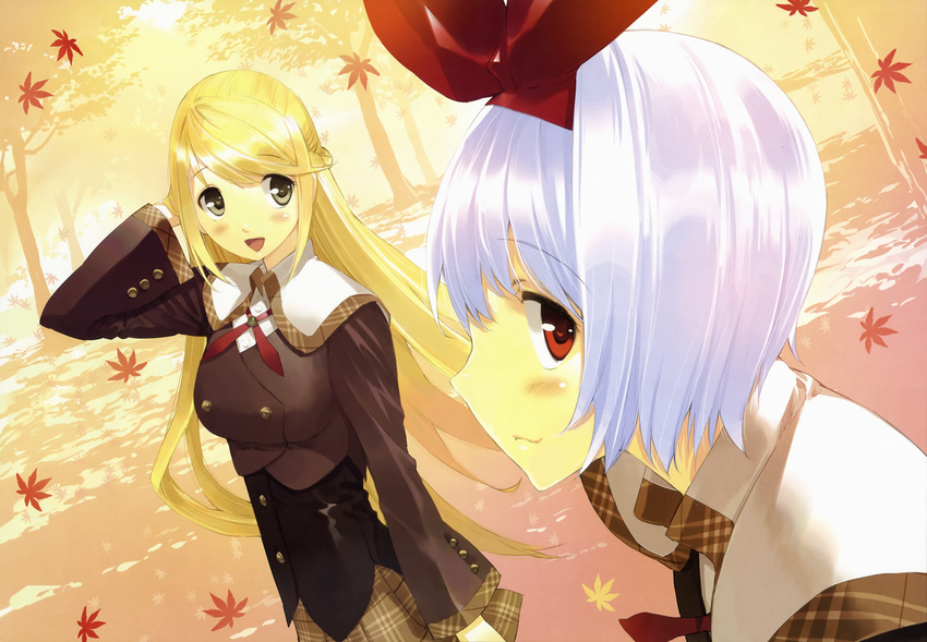 akizora_ni_mau_confetti blonde brown_eyes etude red_eyes school_uniform silver_hair ueda_ryou