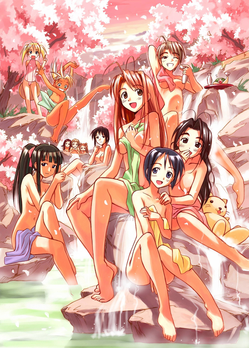 akamatsu_ken aoyama_motoko find_similar group kaolla_su konno_mitsune love_hina maehara_shinobu mizugi narusegawa_naru nude onsen otohime_mutsumi sarah_mcdougal sukumizu towel urashima_haruka